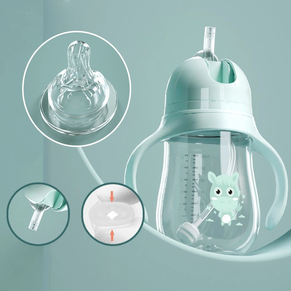 Free Sample Baby Feeder OEM Plastics Baby Feeding Bottles with Handle